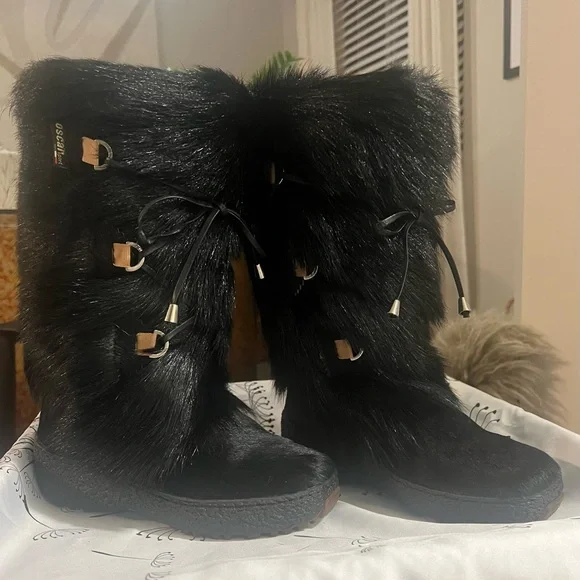 Oscar Sport Julia Genuine Fur Apres Ski  Hiking Boots Wool Lined Boots  37/ 6.5 - Picture 2 of 10